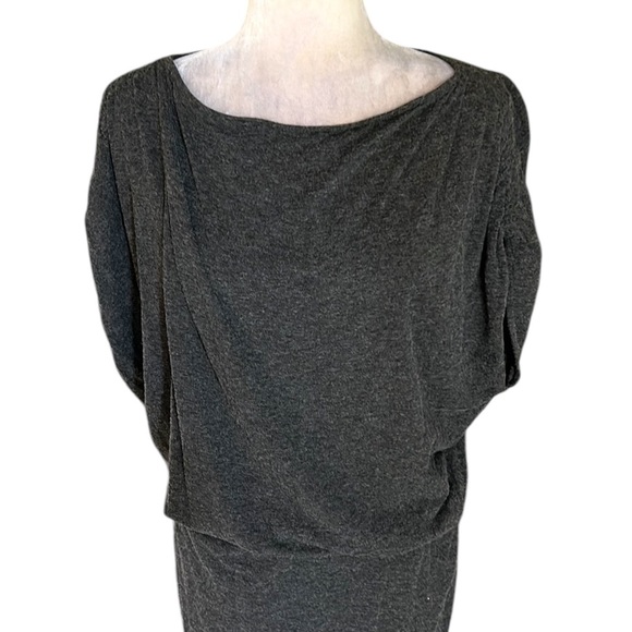 Reiss Evelyn Charcoal Gray Jersey Knit Drape Midi Dress - M - Picture 7 of 15